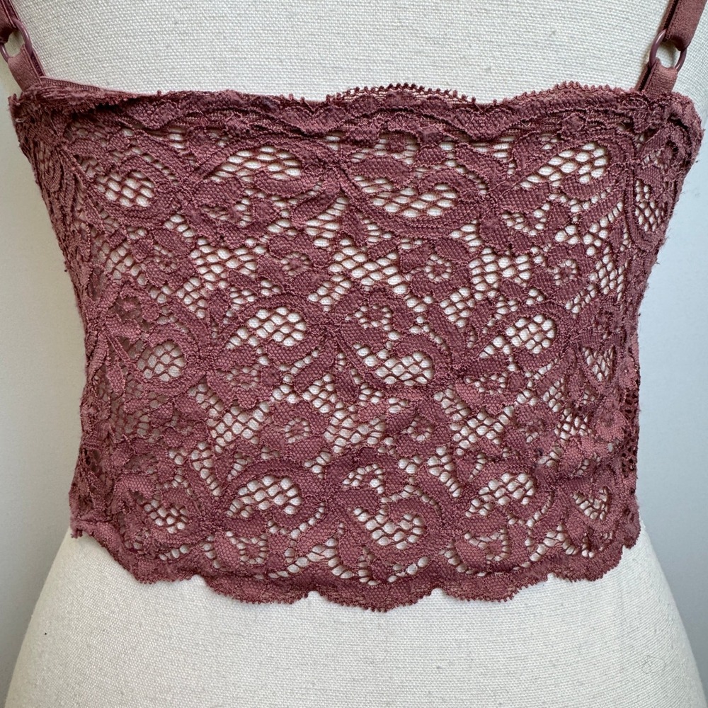 Lace Crop Cami XS Pink Floral Sheer Coquette Boho Balletcore 90s Dainty Layering - Picture 7 of 9